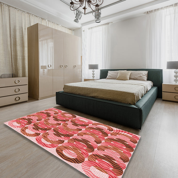 Patterned Red Rug in a Bedroom, pat1431rd