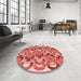 Round Patterned Red Rug in a Office, pat1431rd