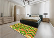 Patterned Green Rug in a Bedroom, pat1431yw