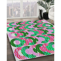 Patterned Green Modern Rug, pat1431