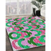 Patterned Green Modern Rug in Family Room, pat1431