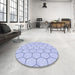 Round Patterned Sky Blue Rug in a Office, pat1432blu