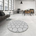 Round Patterned Platinum Gray Rug in a Office, pat1432gry