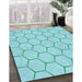 Machine Washable Transitional Turquoise Green Rug in a Family Room, wshpat1432lblu