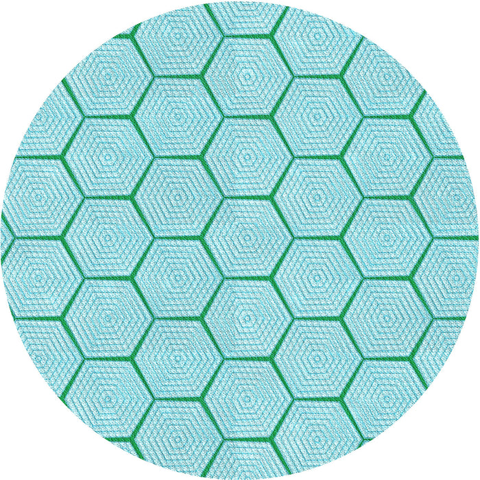 Square Patterned Turquoise Green Rug, pat1432lblu