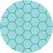 Square Patterned Turquoise Green Rug, pat1432lblu