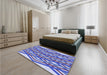 Patterned Slate Blue Rug in a Bedroom, pat1433blu