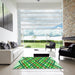 Square Patterned Jade Green Rug in a Living Room, pat1433grn