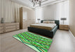 Patterned Jade Green Rug in a Bedroom, pat1433grn