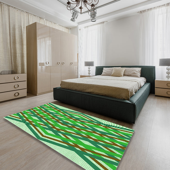 Patterned Jade Green Rug in a Bedroom, pat1433grn