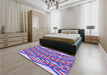 Patterned Bright Lilac Purple Rug in a Bedroom, pat1433pur