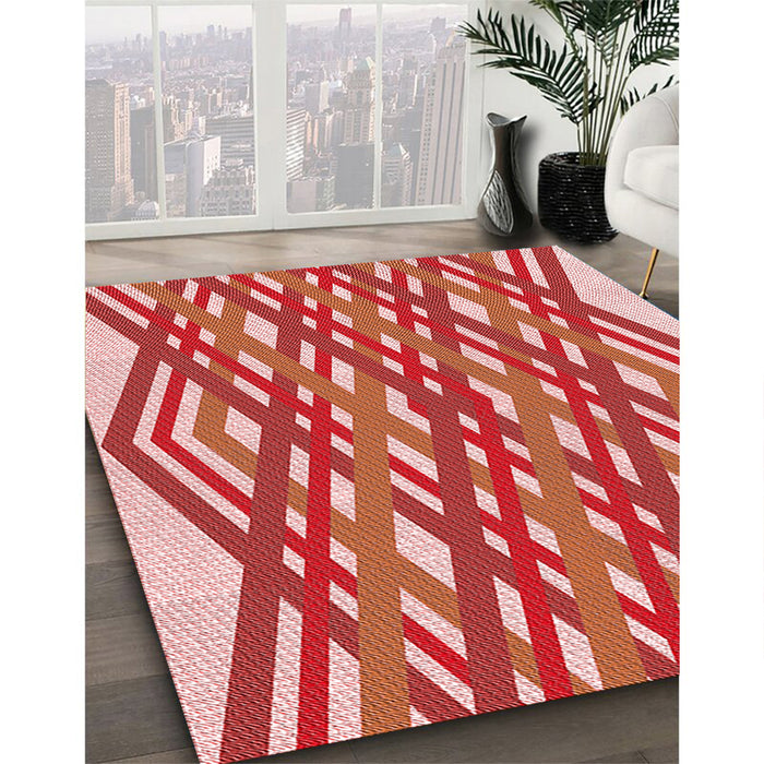 Patterned Light Salmon Pink Rug in Family Room, pat1433rd