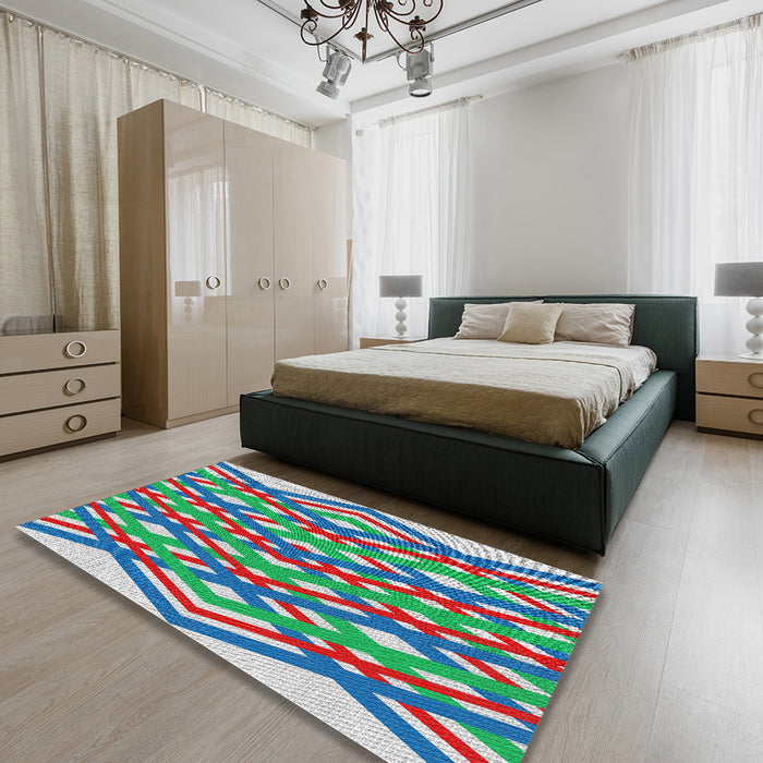 Machine Washable Transitional Blue Green Rug in a Bedroom, wshpat1433