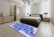 Patterned Blue Rug in a Bedroom, pat1434blu