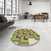 Round Patterned Green Rug in a Office, pat1434brn