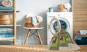 Machine Washable Transitional Green Rug in a Washing Machine, wshpat1434brn