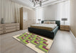 Patterned Green Rug in a Bedroom, pat1434brn