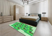 Patterned Green Rug in a Bedroom, pat1434grn