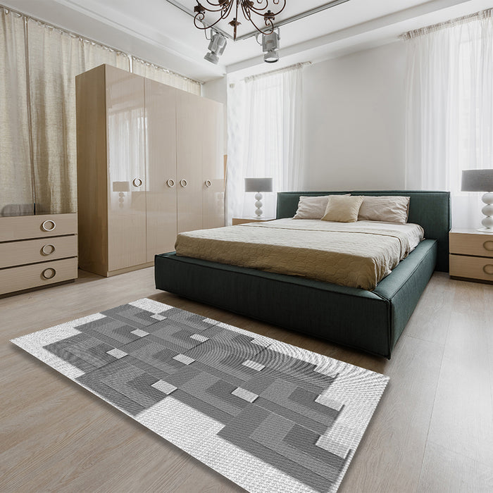 Patterned Silver Gray Rug in a Bedroom, pat1434gry