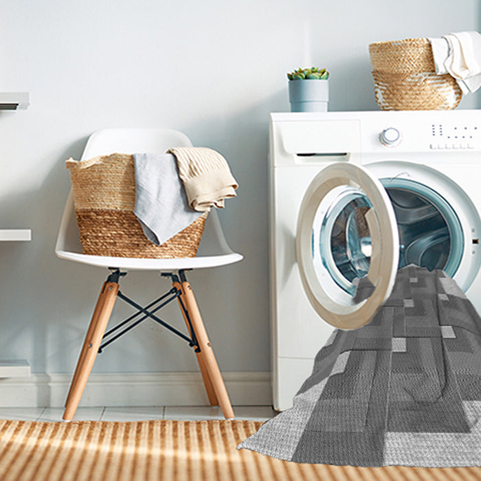 Machine Washable Transitional Silver Gray Rug in a Washing Machine, wshpat1434gry