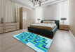 Patterned Blue Rug in a Bedroom, pat1434lblu