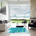 Machine Washable Transitional Blue Rug in a Kitchen, wshpat1434lblu