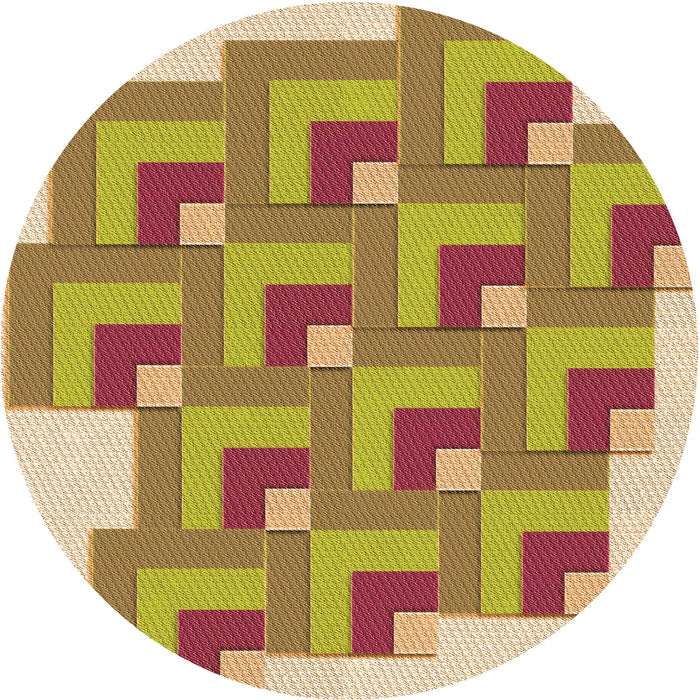 Square Patterned Red Rug, pat1434org