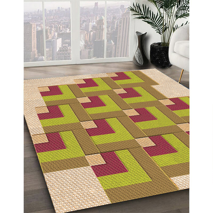 Patterned Red Rug in Family Room, pat1434org