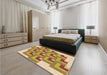 Patterned Red Rug in a Bedroom, pat1434org