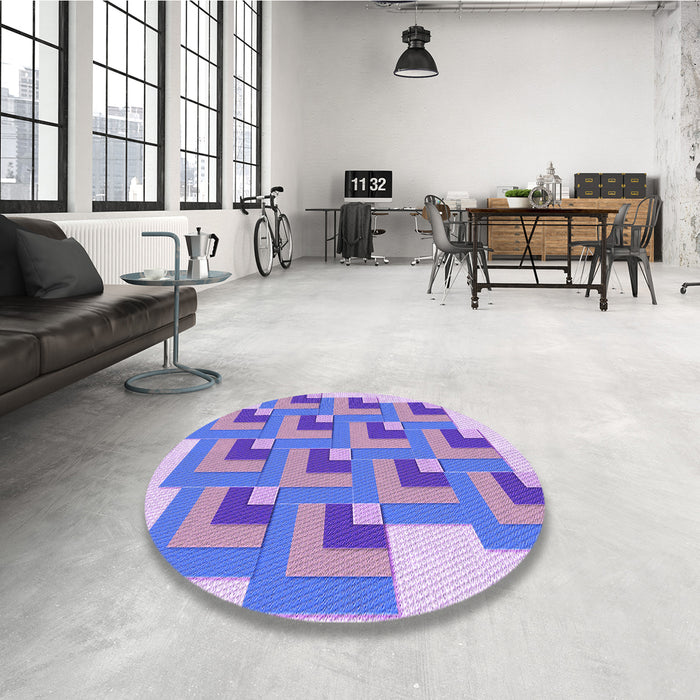 Round Patterned Mauve Purple Rug in a Office, pat1434pur