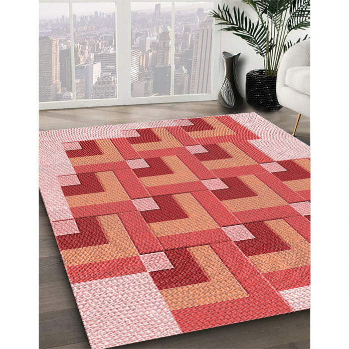 Machine Washable Transitional Light Salmon Pink Rug in a Family Room, wshpat1434rd