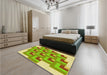 Patterned Green Yellow Green Rug in a Bedroom, pat1434yw