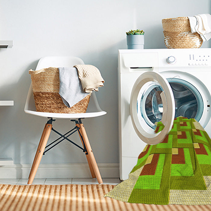 Machine Washable Transitional Green Yellow Green Rug in a Washing Machine, wshpat1434yw