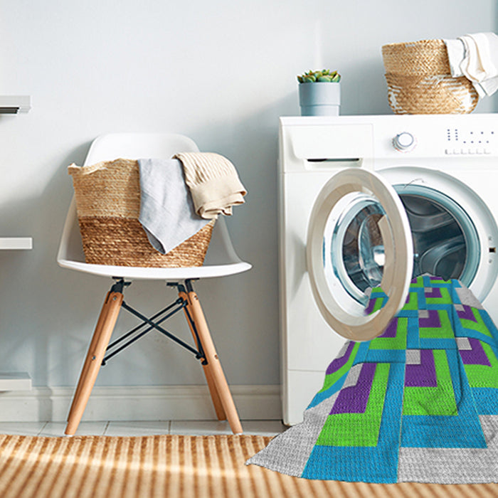 Machine Washable Transitional Steel Blue Rug in a Washing Machine, wshpat1434