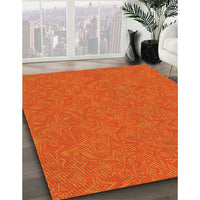 Patterned Orange Red Orange Rug, pat1435yw