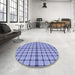 Round Patterned Slate Blue Rug in a Office, pat1436blu