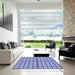 Square Patterned Slate Blue Rug in a Living Room, pat1436blu