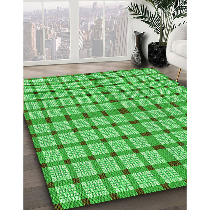 Patterned Neon Green Rug in Family Room, pat1436grn