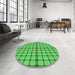 Round Patterned Neon Green Rug in a Office, pat1436grn