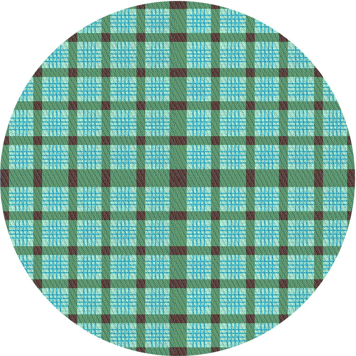 Square Patterned Turquoise Green Rug, pat1436lblu