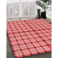 Patterned Light Coral Pink Rug, pat1436rd