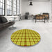 Round Patterned Yellow Rug in a Office, pat1436yw