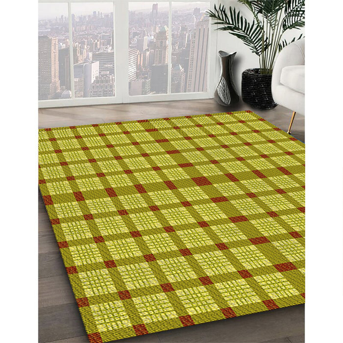 Machine Washable Transitional Yellow Rug in a Family Room, wshpat1436yw