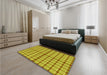 Patterned Yellow Rug in a Bedroom, pat1436yw