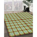 Patterned Green Novelty Rug in Family Room, pat1436