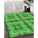 Machine Washable Transitional Dark Lime Green Rug in a Family Room, wshpat1437grn