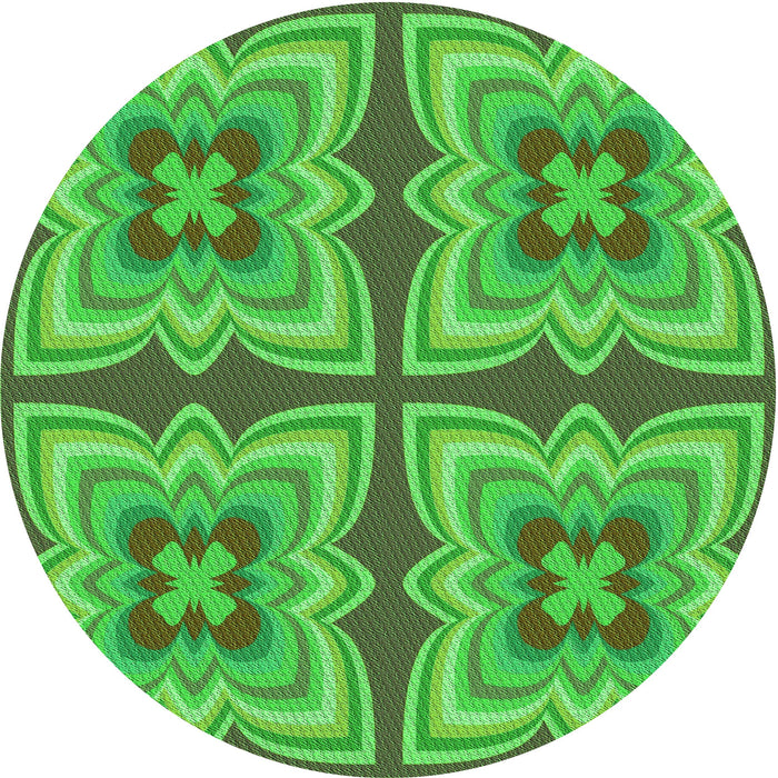 Square Patterned Dark Lime Green Rug, pat1437grn