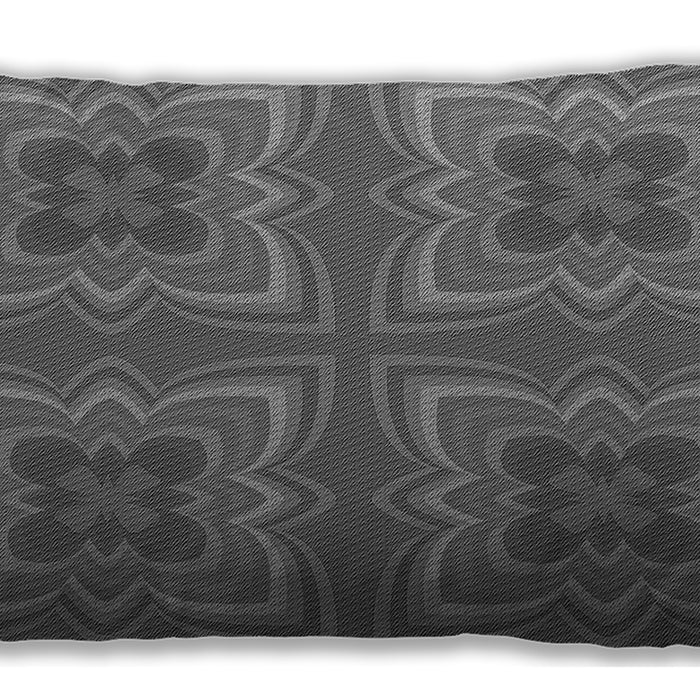 Patterned Rectangular Carbon Gray Lumbar Throw Pillow, 13 inch by 19 inch, lbpat1437gry