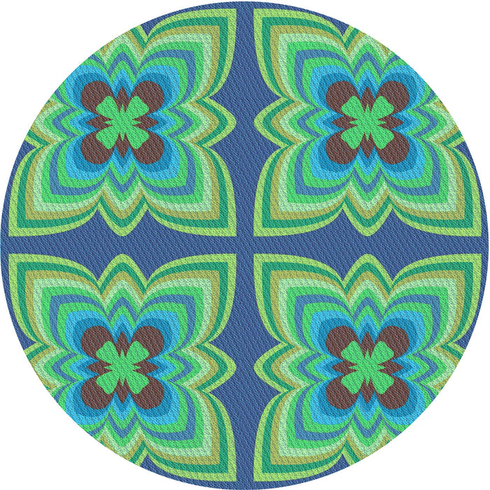 Square Patterned Steel Blue Rug, pat1437lblu