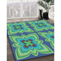 Patterned Steel Blue Rug, pat1437lblu